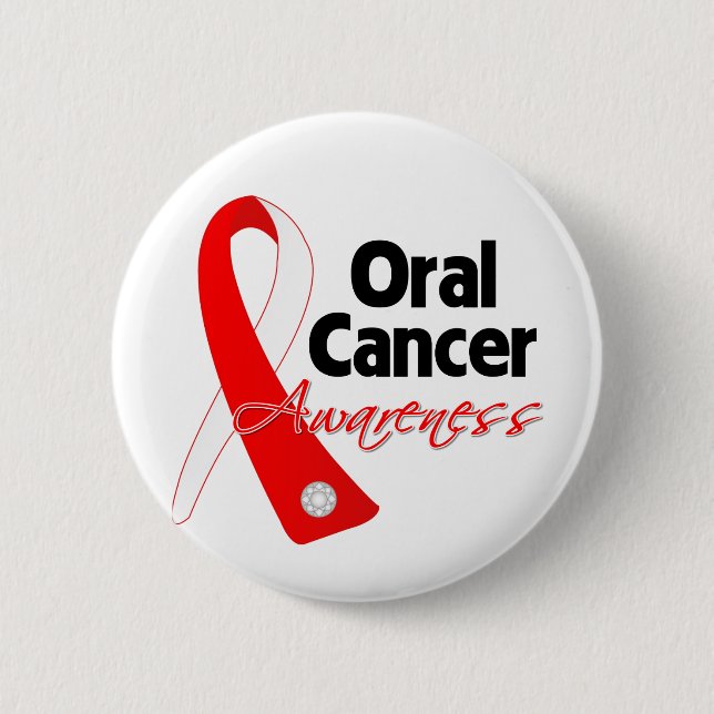 Oral Cancer Awareness Ribbon 6 Cm Round Badge (Front)