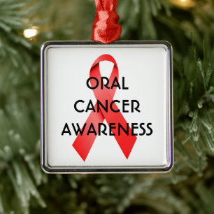 Oral Cancer Awareness Ribbon Metal Tree Decoration