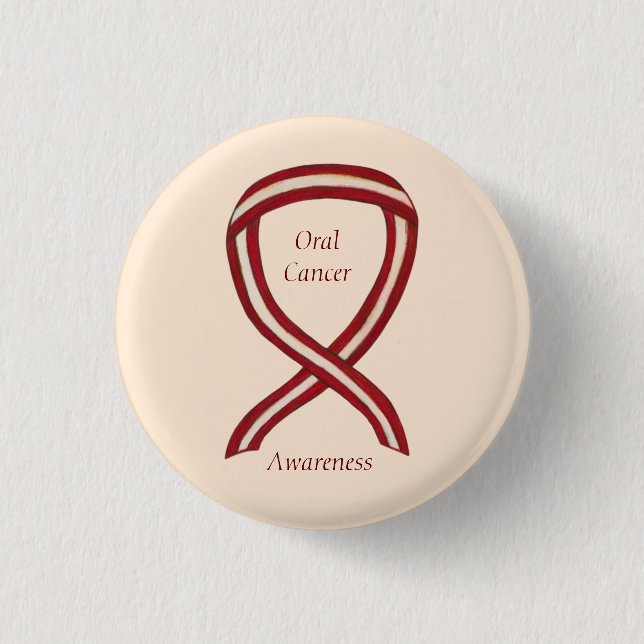 Oral Cancer Awareness Ribbon Stripes Custom Pins (Front)