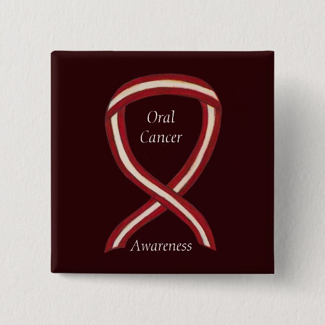 Oral Cancer Awareness Ribbon Stripes Custom Pins (Front)