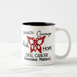 Oral Cancer Celtic Butterfly 3 Two-Tone Coffee Mug