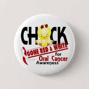 Oral Cancer Chick Gone Red And White 2 6 Cm Round Badge