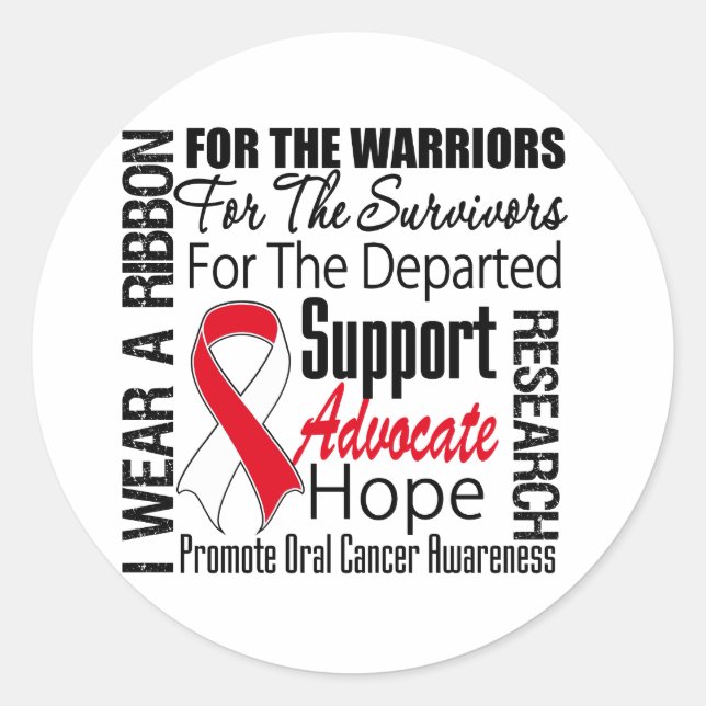 Oral Cancer I Wear a Ribbon TRIBUTE Classic Round Sticker (Front)