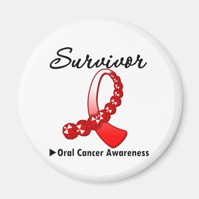 Oral Cancer Survivor Gemstone Ribbon Magnet (Front)