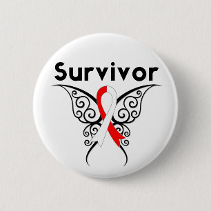 Oral Cancer Survivor Tribal Butterfly 6 Cm Round Badge