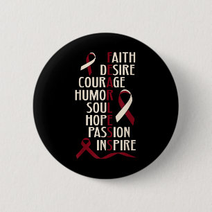 Oral Head Neck Cancer Awareness Fearless 6 Cm Round Badge