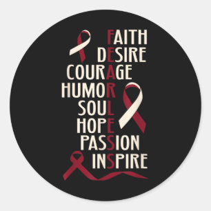 Oral Head Neck Cancer Awareness Fearless Classic Round Sticker