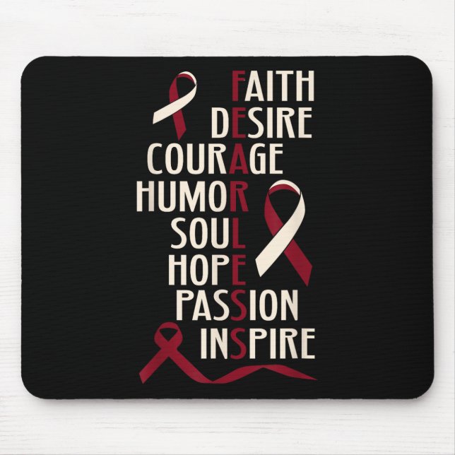 Oral Head Neck Cancer Awareness Fearless Mouse Mat (Front)