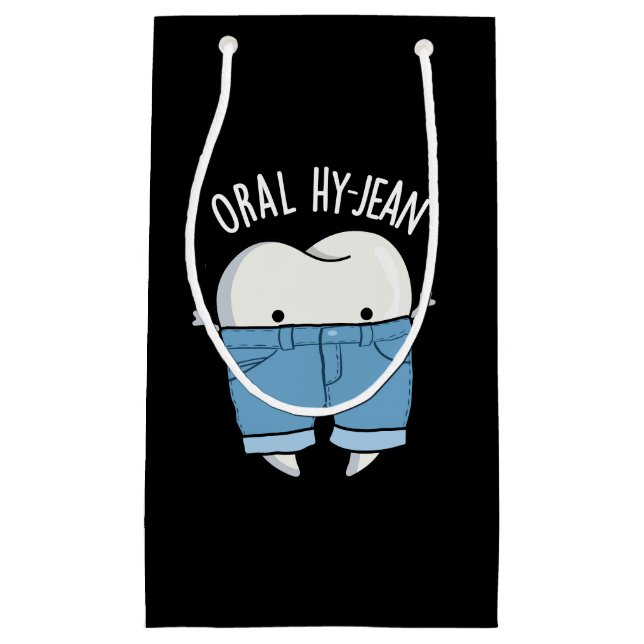 Oral Hy-jean Funny Tooth Pun Dark BG Small Gift Bag (Front)