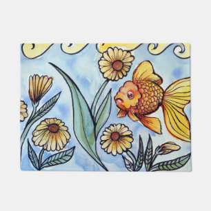 Oranda Fancy Goldfish Illustration Doormat