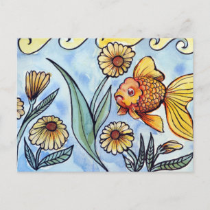Oranda Fancy Goldfish Illustration Postcard