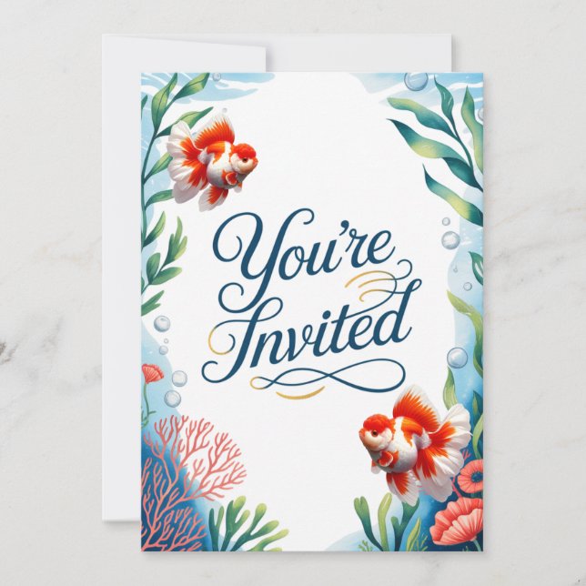 Oranda Goldfish Wedding Party Fish Invitation  (Front)
