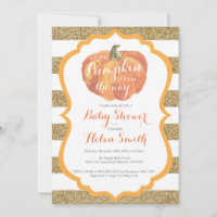 Orang and Gold Pumpkin Baby Shower Invitation
