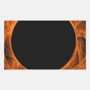Orang & Black Fractal Background Rectangle Sticker