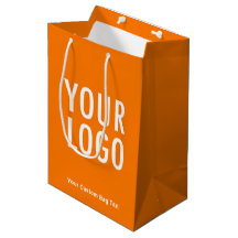 Orange 10 inch Gift Bag with Custom Logo Medium