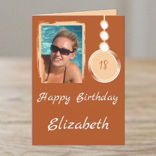 Orange 18th photo birthday card