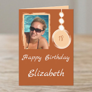 Orange 18th photo birthday card