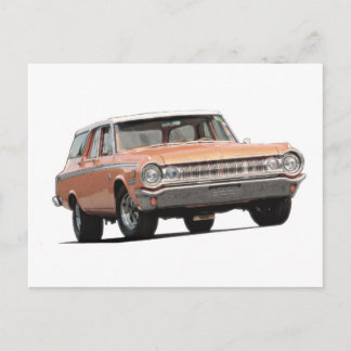 Orange 1964 Dodge Station Wagon Postcard