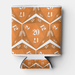Orange-20-Sided-Dice-Pattern Can Cooler