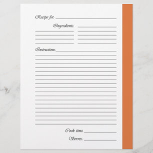 Orange 2-sided Recipe Pages