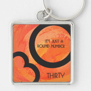 Orange 30 Decade Birthdday Key Ring