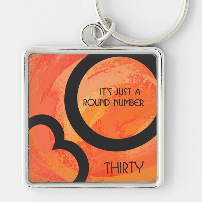 Orange 30 Decade Birthdday Key Ring (Front)