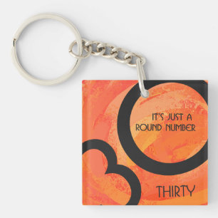Orange 30 Decade Birthdday Key Ring