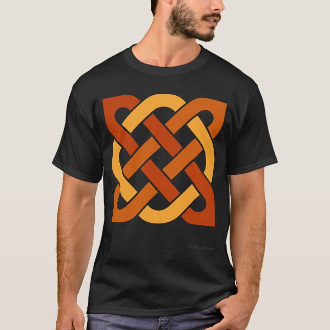 Orange 3-Colour Celtic Knots T-Shirt (Front)