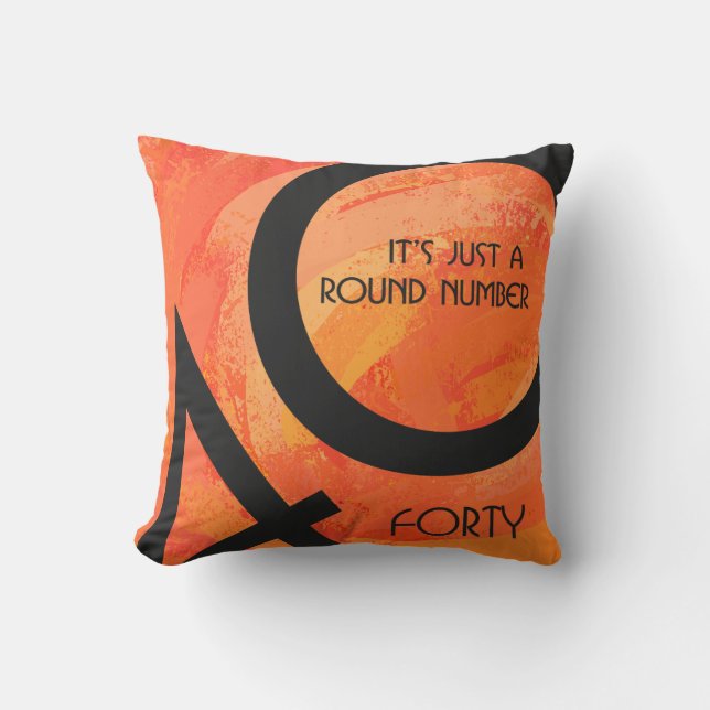 Orange 40 Decade Birthday Cushion (Front)