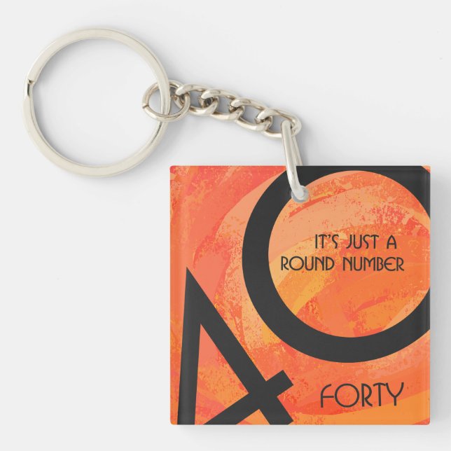 Orange 40 Decade Birthday Key Ring (Front)