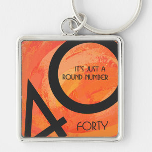 Orange 40 Decade Birthday Key Ring
