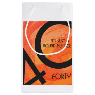 Orange 40 Decade Birthday Small Gift Bag
