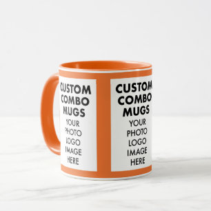 Orange 4:6 Portrait Frame 3 x Photo Custom Combo Mug