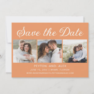 Orange 4-Photo 2-Sided Wedding Save Date  Save The Date