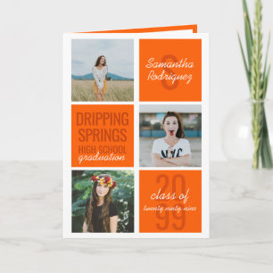 Orange 4-Photo Fun Boxes Graduation Invitation