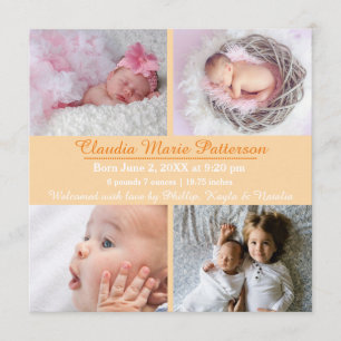 Orange 4 Photos - Birth Announcement
