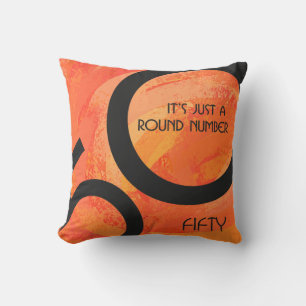 Orange 50 Decade Birthday Cushion