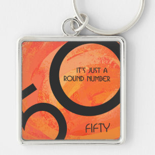 Orange 50 Decade Birthday Key Ring