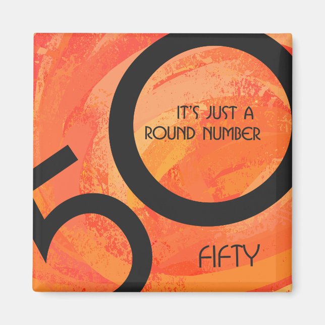 Orange 50 Decade Birthday Magnet (Front)