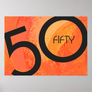 Orange 50 Decade Birthday Poster