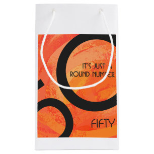 Orange 50 Decade Birthday Small Gift Bag