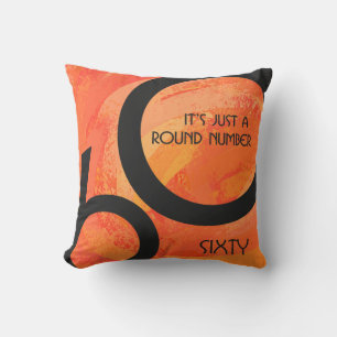 Orange 60 Decade Birthday Cushion