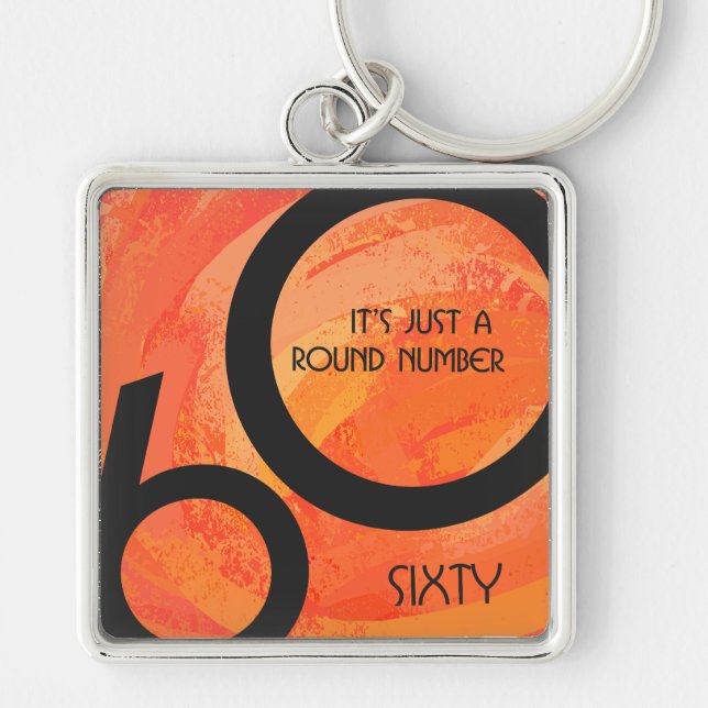 Orange 60 Decade Birthday Key Ring (Front)