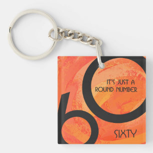 Orange 60 Decade Birthday Key Ring