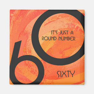 Orange 60 Decade Birthday Magnet
