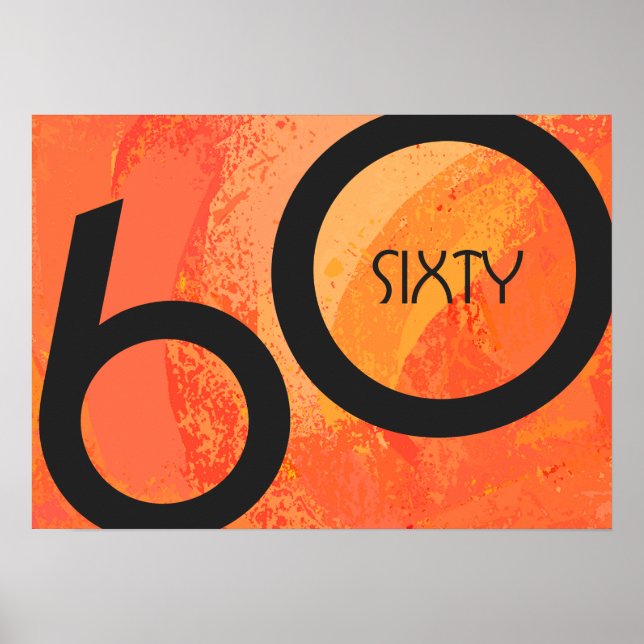 Orange 60 Decade Birthday Poster (Front)