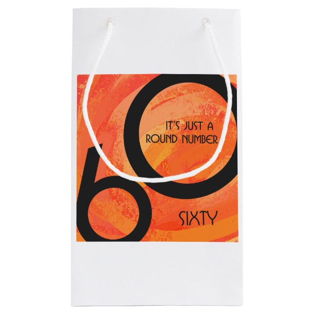 Orange 60 Decade Birthday Small Gift Bag (Back)