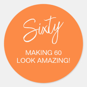 Orange 60th Sixty Birthday Classic Round Sticker