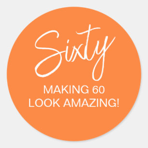 Orange 60th Sixty Birthday Classic Round Sticker