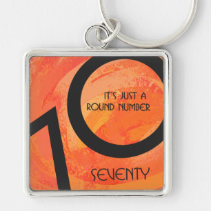 Orange 70 Decade Birthday Key Ring